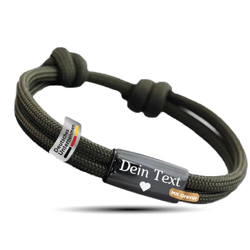 Herren Armband - Personalisiertes Segeltau Armband - Perfektes Geschenk für Vatertag, Weihnachten & Ostern - Surferarmband - Partnerarmband - Armband mit Gravur - Edelstahl