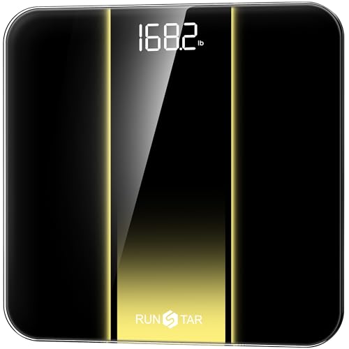 RunStar Digitale Personenwaage mit hoher Präzision, gut lesbarem LED-Display, genaue Waage mit 6 mm gehärtetem Glas, 400 lb