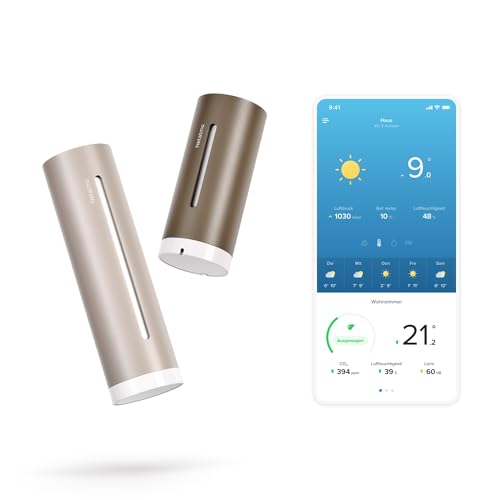 Netatmo Wetterstation ORIGINAL - 2. Generation, Innen & Außen, Temperatur, Luftfeuchtigkeit, Luftqualität, UV, Pollen, Wettervorhersage | Kompatibel mit Apple, Alexa, Google - Sand - NWS-S-EC