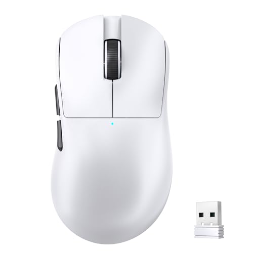 LexonElec Magic-Refiner X2 Superleichte Kabellose Computermaus, Optischer Pixart 3311 Gaming-Sensor, 24000 DPI, 1000 Hz Abtastrate, 2,4G/BT/USB-Wired Mouse, Ergonomisches für Laptop/PC/Mac - Weiß