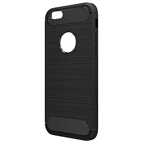 NEW'C Hülle Kompatibel mit iPhone 6/6s (4,7 Zoll) in Schwarz mit Aufprallschutz und Kohlefasereffekt (Silikon Gel TPU, Flexibel) Handyhülle