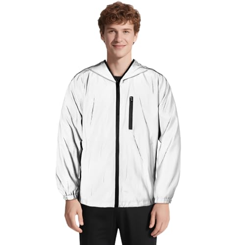 BSBUY Fahrradjacke Herren Regenjacke Damen Warnschutz Bike Leicht Jacket Sport Jacke Windjacke Reflektierend Jacke Sichtbarkeit Warnschutz Jacket Classic Outdoor Jacken für Radsport Laufen Camp Grau L