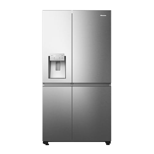 Hisense RS818N4TIC Side by Side – Kühl-Gefrierkombination, EEK C, Eis-Wasserspender, LED Display, Total No Frost, Multi Air Flow, Fast Freeze, Inox Look