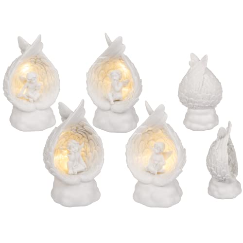 Out of the blue LED Dekofigur Sitzender Engel, zufällige Auswahl aus 4 ähnlichen Motiven, Engelsfigur Putte Dekoengel Engelchen Lichtdeko, Maße (H/B/T): 12 x 7 x 5,5 cm, Weiß
