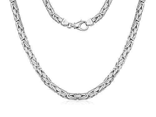 Silberketten Store Königskette 925 Silber Herren 7 mm Stärke I Männer Silberkette mit Karabiner Verschluss I Panzerkette Herren vierkant hochglanz