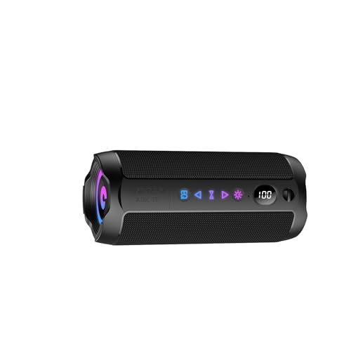 coioc Bluetooth Lautsprecher mit Licht,TWS Paarung, Mattschwarz