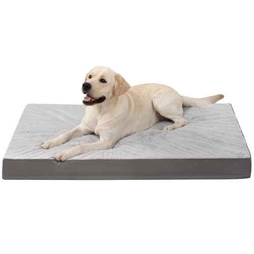 KSIIA Orthopädisches Hundebett Grosse Hunde, Hundekissen Waschbar 105x70cm, Hundebetten mit Abnehmbarer Deckel, Hundematte Doppelseitig Wendbare, Grau