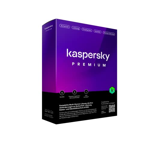 Kaspersky Premium 2023|5 Geräte|1 Jahr|Anti-Phishing und Firewall|Unbegrenzter VPN|Passwort-Manager|Kindersicherung|Experten Unterstützung|PC/Mac/Mobile|Aktivierungscode