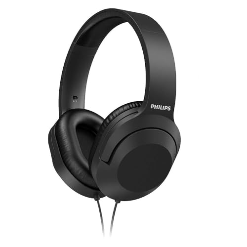 Philips Audio TAH2005BK/00 Over-Ear Stereo Kopfhörer mit Kabel (2-m-Kabel, 40-mm-Neodym-Treiber, Passive Geräuschisolierung, Verstellbarer Kopfbügel, Leicht) Schwarz, einheitsgröße