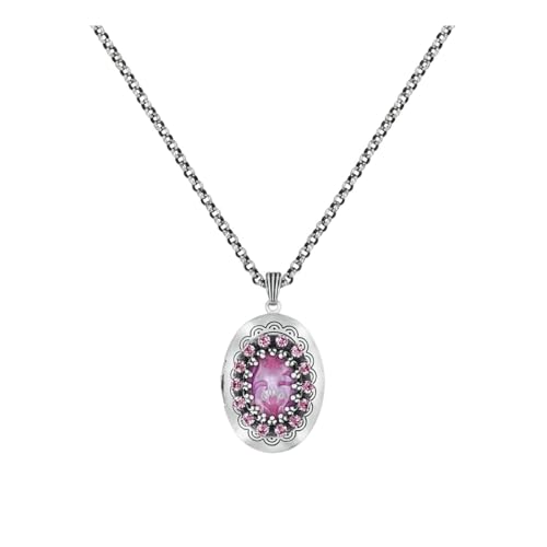 Konplott Kette Chinoiserie Lang Medaillon-Anhänger mit Kristallen Pink
