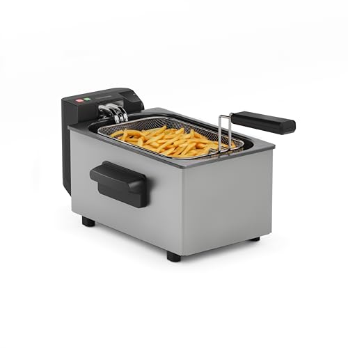 Tristar Edelstahl-Fritteuse, 3L Kapazität, Temperaturregelung bis 190°C, Kaltzone, Spülmaschinengeeignete Teile, Cool-Touch-Gehäuse, Einfach zu Reinigen, FR-9326