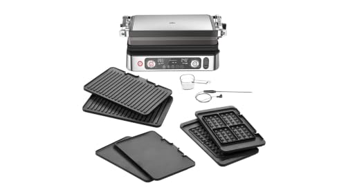 Braun MultiGrill 9 Pro CG 9167, Kontaktgrill mit Grill-, Flach-, Waffelplatten und Temperaturfühler, Grillpositionen: Kontakt, BBQ, Ofen, Spülmaschinenfeste Platten, Boost-Funktion bis 265°