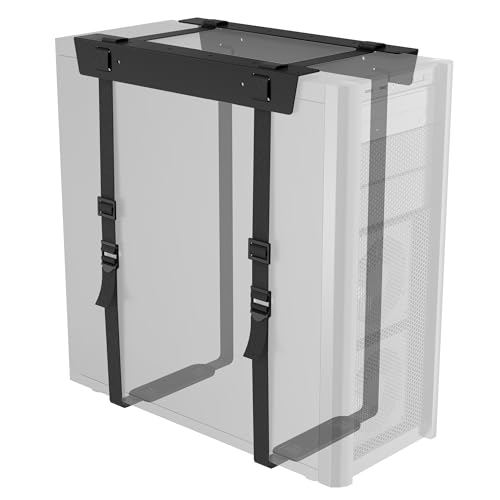 BONTEC Verstellbare PC Halterung, Computerhalterung Untertisch, CPU-Halterung unter Schreibtisch, Verstellbare Riemen für bis zu 180CM- PC Halterung Untertisch, Legierter Stahl, desktop