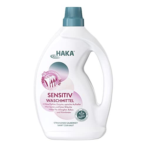 HAKA Sensitiv Waschmittel, 2 L (66 WL), für Allergiker & sensible Haut, für bunte & empfindliche Wäsche, Baby Waschmittel, parfümfrei, vegan, haut- & umweltfreundlich