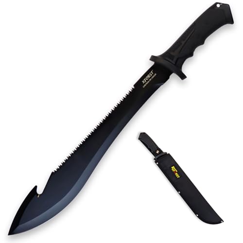 Xforst Machete Mori mit Sägeblatt, gesamtlänge 53 cm. Mit rutschfestem Gummi-Griff und feststehender Klinge. Für Outdoor, Survival und Bushcraft.