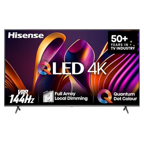 Hisense 55E7NQ 139 cm (55 Zoll) Fernseher, 4K UHD, QLED, HDR10, HDR10+ decoding, HLG, Dolby Vision Atmos, 60Hz Panel, Smooth Motion, Bluetooth, Alexa Built-in, VIDAA Voice, Schwarz [2024]