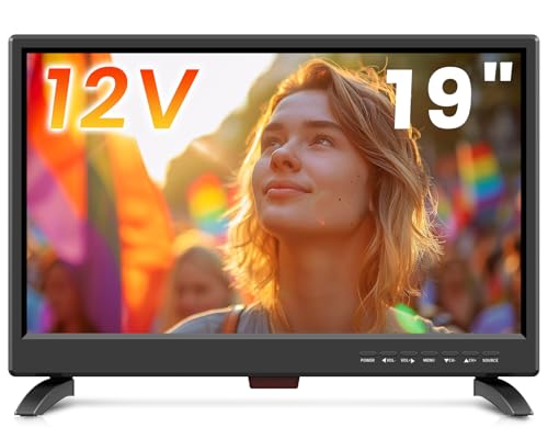 ZOSHING TV 19 Zoll,Kleiner IPS Full 1080p Fernseher, Built-in Digital Tuner T2, HDMI, USB Input, AC Power/12 V Automotive Cables- for Caravans-Schlafzimmer