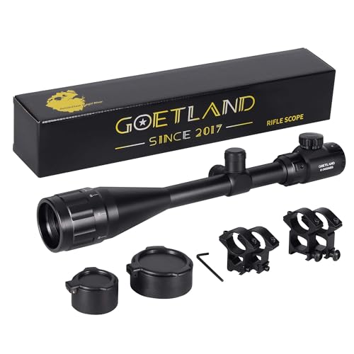 Goetland Gewehr Zielfernrohr 6-24x50 AOEG Airsoft Rangerfinding Rot Grün Fadenkreuz mit Montage Ringe SFP für Taktische Jagd Armbrust Luftgewehr Sportschützen