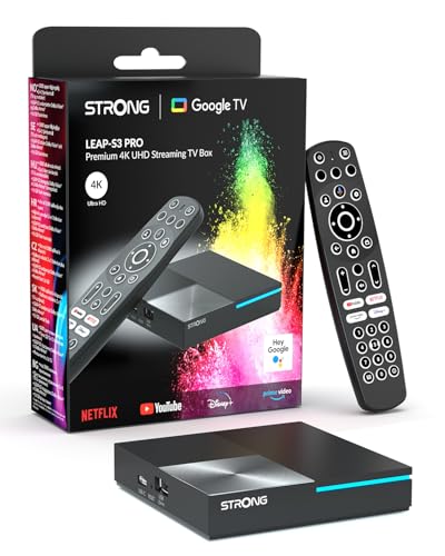 STRONG Leap-S3 Pro 4K UHD Google TV-Streamingbox Mit Ethernet-Port, Android 12, 4GB RAM + 32GB Speicher, Wi-Fi 6, Integriertem Chromecast, Google-Sprachsteuerung, Dolby Atmos & Dolby Vision