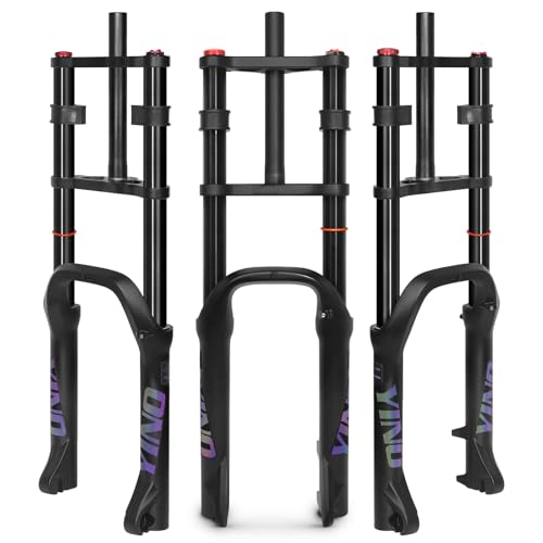 AEYINO 20 x 4,0 Zoll Fatbike Elektrofahrrad Luftfedergabel, Federweg 180 mm, Nabenabstand 135 mm, gerades Rohr 1 1/8 Zoll, MTB Doppelkronengabel, Scheibenbremse, für E-Bikes, Schnee, Strand und Bikes