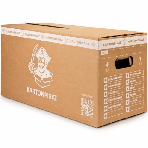Umzugskartons 62x30x33 cm zweiwellig – stabil bis 40 kg –verstärkte Griffe – moving boxes Umzugskiste Karton stapelbar Umzugsbox Umzugkarton Lagerkarton Ordnerkarton Bücherkarton (10 Stück)
