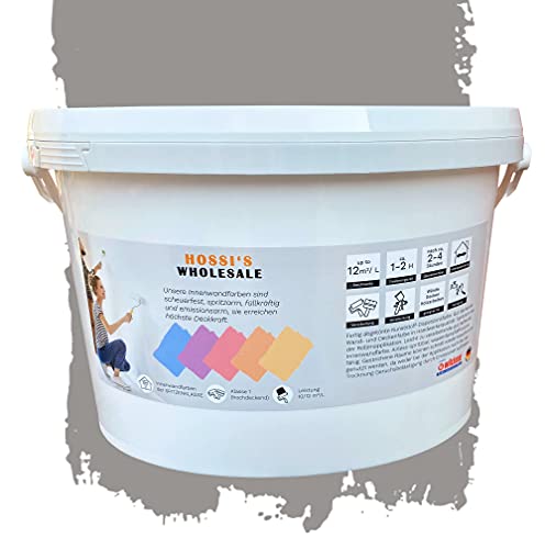 Hossi's Wholesale Wandfarbe Grau Matt 2,5L Oasis Grey Innenfarbe Premium
