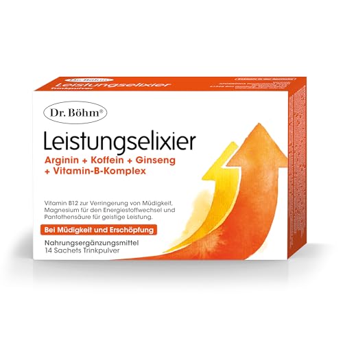 Dr. Böhm Leistungselixier: Bei Müdigkeit und Erschöpfung, Trinkpulver zur Unterstützung der Nerven, Leistungsfähigkeit und Konzentration, 14 Sachets Brausegranulat
