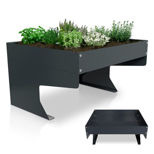 Juskys Mähroboter Garage mit Pflanzkasten - verzinkte Stahl Überdachung für Rasenroboter - Schutz vor Wind & Witterung - moderner Unterstand Anthrazit