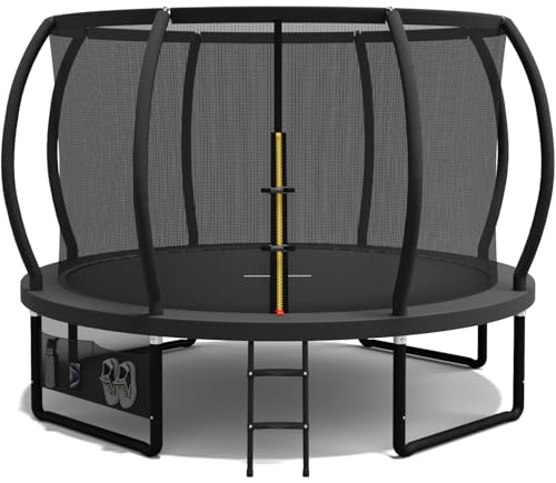 Devoko Trampolin Outdoor Ø 228/305/366/427 cm, GS-Zertifikat, Kindertrampolin Gartentrampolin mit Sicherheitsnetz, Rundes Riesentrampolin mit Leiter und Schuhbeutel