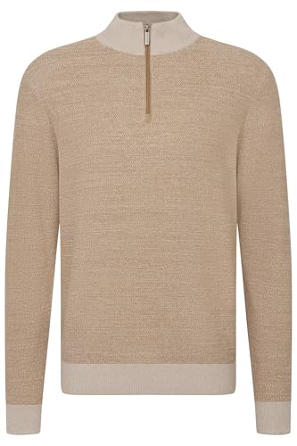 bugatti Herren Troyer Strickpullover Stehkragen kurzer Reißverschluss Regular Fit