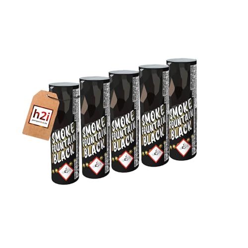 h2i Rauch Vulkan Fontäne | 5 Stück | Schwarz | Time 45 sek | Smoke Tube Rauchfackel Rauchtopf Rauchgenerator Rauchbombe mit dichtem kräftigem Rauch |S7| Ganzjahresfeuerwerk Kat T1/F1