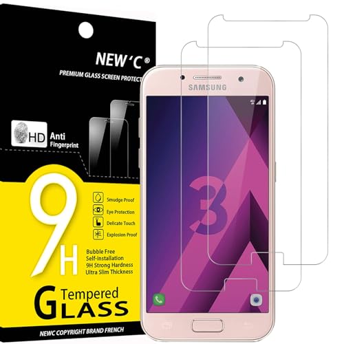 NEW'C 2 Stück für Samsung Galaxy A3 2017 für Panzerglas, Frei von Kratzern, 9H Härte, HD Displayschutzfolie, 0.33mm Ultra-klar, Ultrabeständig