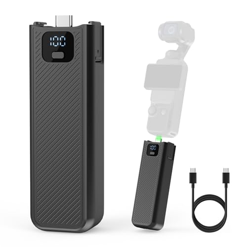 Upgrade Akkugriff mit LED-Anzeige Kompatibel mit DJI Osmo Pocket 4 und Pocket 3 Kamera, 5000mAh 22,5W Schnellladung Batteriegriff für Xtra Muse/Pocket 3, 1/4 Zoll Gewindeloch