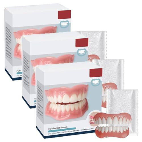 Fortgeschrittenes Individuelles Vollprothesen-Set, Hermsa Vollzahn Prothese, Hermsa Zahnprothesen, Vollprothese Gebiss, Silikon Vollprothese ZäHne, Weich Und Bequem (3 Stück)