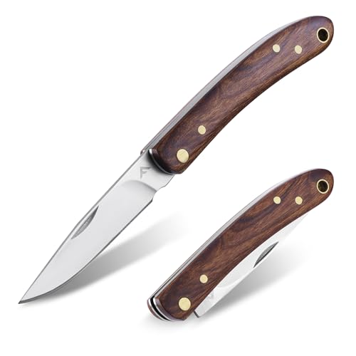 FLISSA Taschenmesser Klappmesser mit edlem Holzgriff, Outdoor Messer