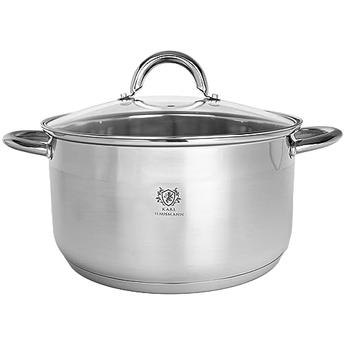 KARL HAUSMANN Edelstahl Topf - 3L - Ø 20 cm - Kochtopf Induktion für alle Herdarten Geeignet - Edelstahltopf mit Deckel - Suppentopf - Spaghettitopf - Stainless Steel Pot - Töpfe - Kochtöpfe