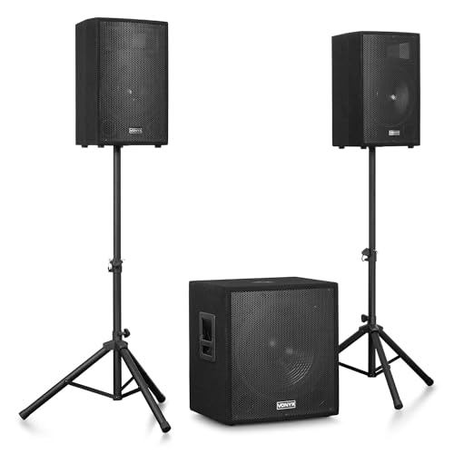 Vonyx VX1218BT - PA Anlage Komplettset, 2.1 Aktiv Lautsprecherboxen 1200 Watt, Subwoofer 18 Zoll, Bluetooth, Mobile DJ Anlage mit Verstärker, DSP, PA Lautsprecher Aktiv, DJ Set Komplett