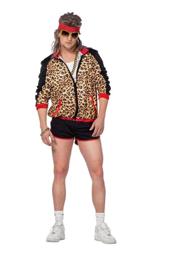 WILBERS & WILBERS 5748-80er / 90er Jahre Jogginganzug für Herren, Leoparden Print, Trainingsanzug, Karneval