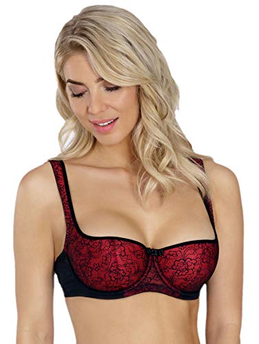 Rosme Lingerie Balconette-BH mit gepolsterten Trägern für Damen, Kollektion Grand, Rot, Größe 85B