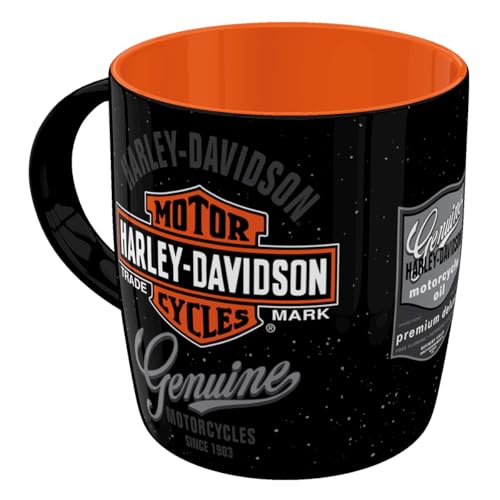 Nostalgic-Art Retro Kaffeebecher, 330 ml, Harley-Davidson – Genuine Logo – Geschenk-Idee für Biker, Original Lizenzprodukt (OLP), Keramik-Tasse für Kaffee, Vintage Design