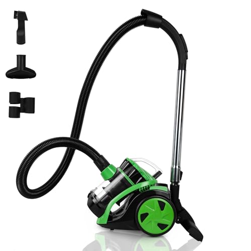 Herrselsam Beutelloser Staubsauger 900W, Leiser Bodenstaubsauger mit Starker Saugleistung, 3,0L Staubbehälter, 3 Saugdüsen, Hygienefilter, Langes Kabel, Für Parkett, Teppich und Hartboden