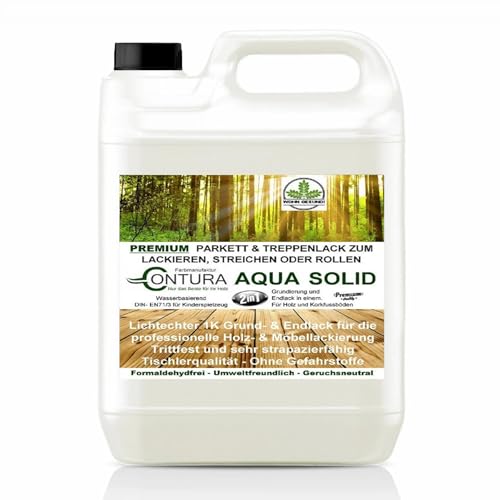 Contura 2-in-1 Parkettsiegel Grundierung und Parkettlack Treppenlack Holzlack Seidenmatt (5 Liter)