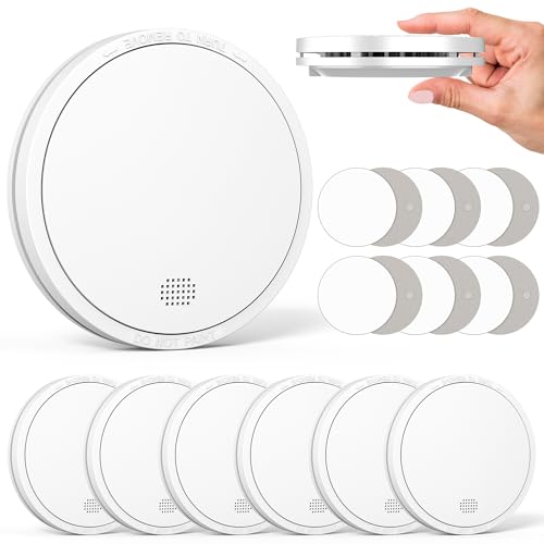 CHZHVAN Rauchmelder 10 Jahre Batterie mit Magnethalterung, Europäischen Norm EN14604 Geprüft Feuermelder | Ohne Bohren, 85dB Rauchwarnmelder, 6er Set