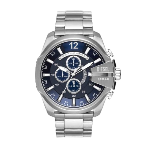 Diesel Herrenuhr Diesel Chief Series, QuarzChronographenwerk, 51 mm silbernes Edelstahlgehäuse mit Edelstahlarmband, DZ4417