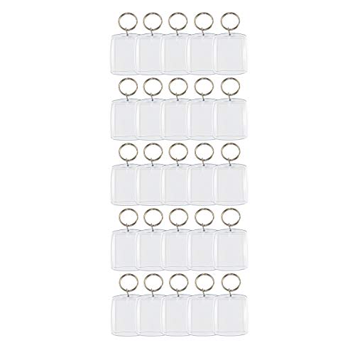 tiroba 25 Stück Acryl-Foto-Schlüsselanhänger mit Schlüsselring, kratzfeste Verpackung, exakt für Passfoto, Größe 4,5 x 3,5 cm, leerer Schlüsselanhänger