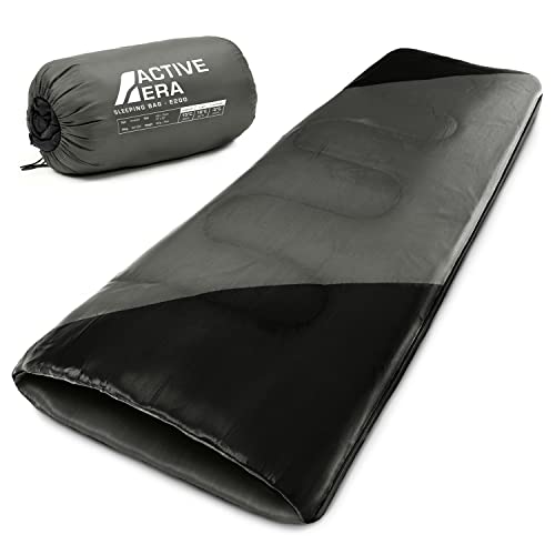 Active Era Deckenschlafsack - Sleeping Bag, -3°C bis 15°C Sommer, Frühling, Herbst - Leichter Schlafsack Outdoor und Indoor - Schwarz