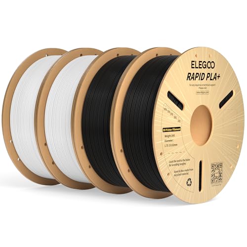 ELEGOO High Speed PLA+ Filament 1.75mm Schwarz Weiß 4 KG, Rapid PLA Plus 3D Drucker Speedy Filament, 600 mm/s Hochgeschwindigkeitsdruck, Maßgenauigkeit +/-0,02mm, 1kg Spule (2.2lbs)