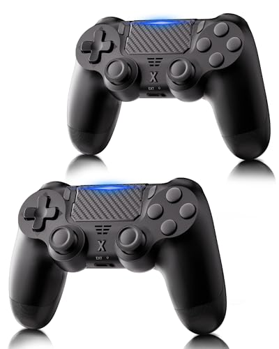 RUIZHI Wireless Controller für PS4 - Controller für Playstation 4 kompatibel mit PC/Pro/Slim, Gamepad Joystick mit Turbo/Dual-Vibration/6-Achsen Gyro Sensor/Touchpanel [2 Pack, Schwarz + Schwarz]