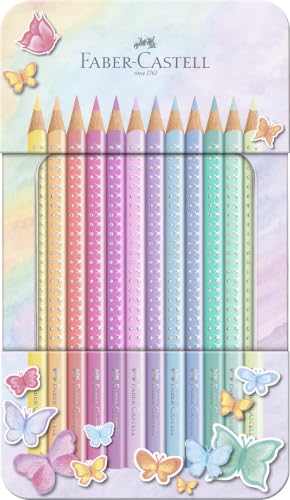 Faber-Castell - Buntstifte Set Sparkle, 12 Pastell Farben Metalletui