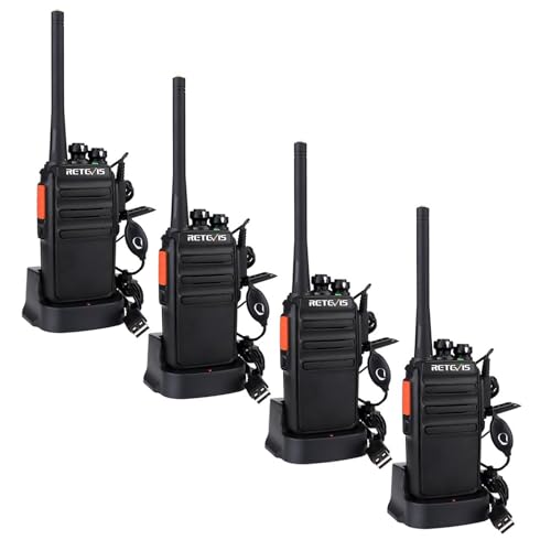 Retevis RT24 Plus Funkgeräte, PMR Walkie Talkie Erwachsene, 16 Kanäle IPx4 Wetterschutz Handfunkgerät Professionell, Lizenzfrei Walkie Talkie 4er Set mit Headset(4 Stück, Schwarz)